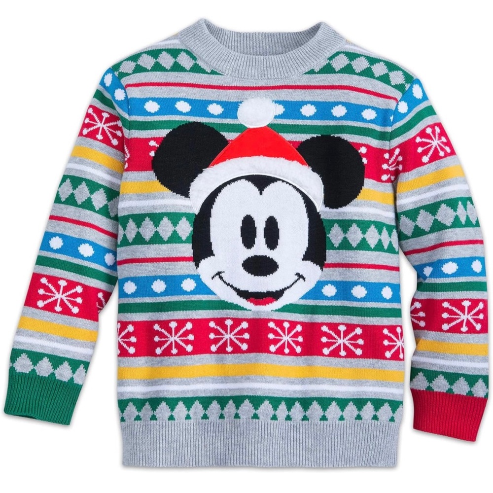 Disney Store 2018 MICKEY MOUSE Holiday Christmas Sweater Size 5/6 Small Kids